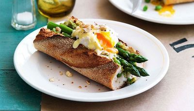 <a href="http://kitchen.nine.com.au/recipes/iasparagus/8301401/asparagus-poached-egg-and-taleggio-baguette" target="_top">Asparagus, poached egg and Taleggio baguette</a><br>
<br>
<a href="http://kitchen.nine.com.au/2016/06/07/02/52/energy-boosting-dishes-to-help-you-quit-coffee" target="_top">More energy-boosting recipes</a>