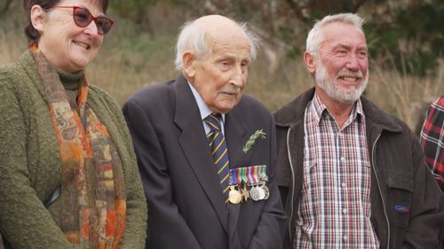 World War II veteran Ian Litchfield maintains a memorial in Hampton, NSW.