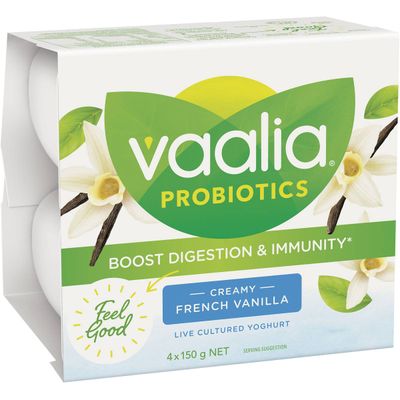 Vaalia Probiotic Yoghurt French Vanilla 150gx 4 Pack