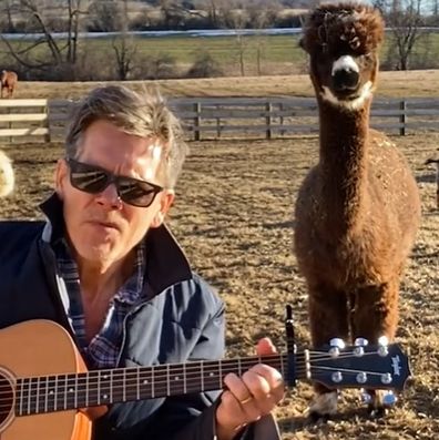 Kevin Bacon covers Backstreet Boys on a farm.