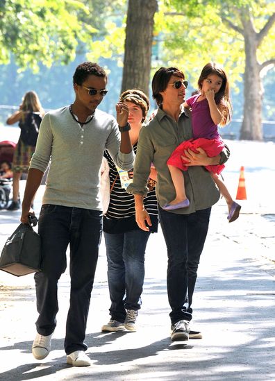 Tom Cruise, Connor Cruise, and Isabella Cruise, Suri Cruise on the streets of Manhattan on September 7, 2010 in New York City.
