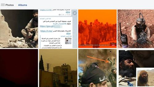 A Facebook user account shows imagery associated with Islamic State.