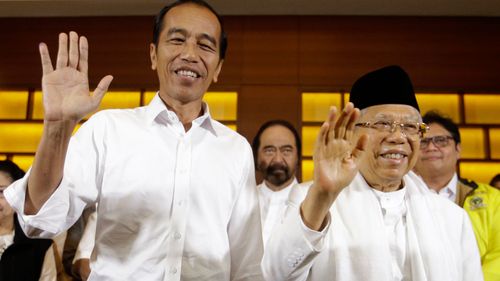 Indonesian President Joko Widodo and his running mate Ma'ruf Amin.