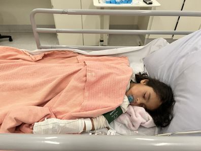Priya Patel in hospital after her mum found her unresponsive.