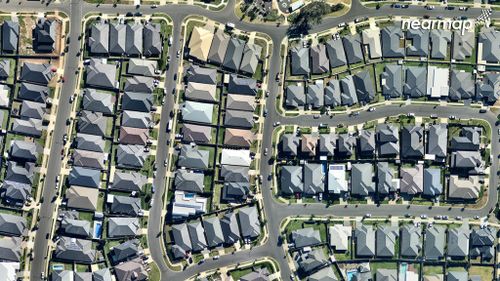 Developments at the newer Oran Park are squeezed onto smaller blocks of land. (Nearmap)