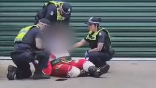 A man dressed up as ﻿Santa Claus has landed himself in trouble after drama at a Bunnings store in Melbourne.