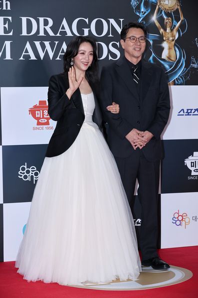 Actress Tang Wei and director Kim Tae-Yong attend the 45th Blue Dragon Film Awards at KBS Hall on November 29, 2024 in Seoul, South Korea. 