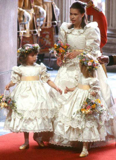 Sarah Chatto as a bridesmaid at the wedding of Prince Charles and Diana