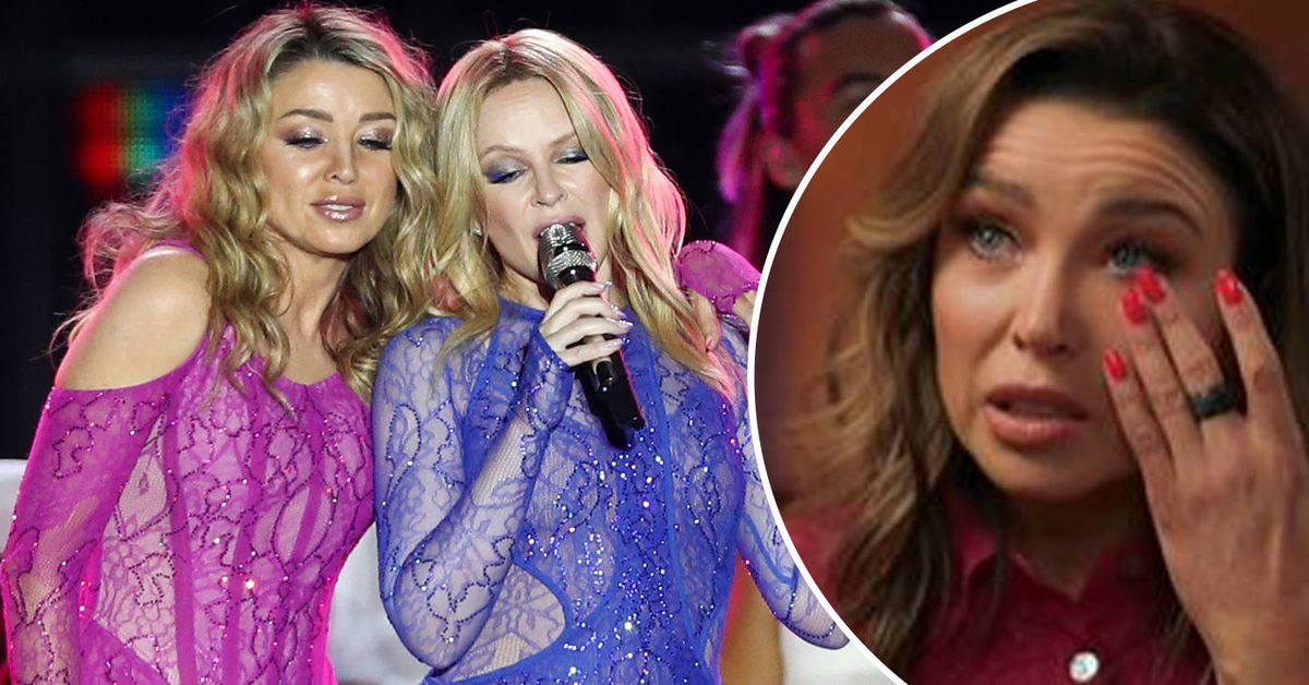 Dannii Minogue wipes away tears as she opens up about Kylie Minogue’s cancer battle
