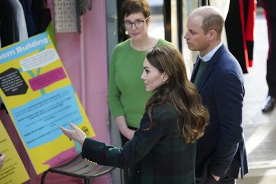 Kate, Princess of Wales, and Prince William arrive for a visit to the Open Door Charity, a charity focused on supporting young adults across Merseyside with their mental health, using culture and creativity as the catalyst for change in Birkenhead, England, Thursday, Jan. 12, 2023 