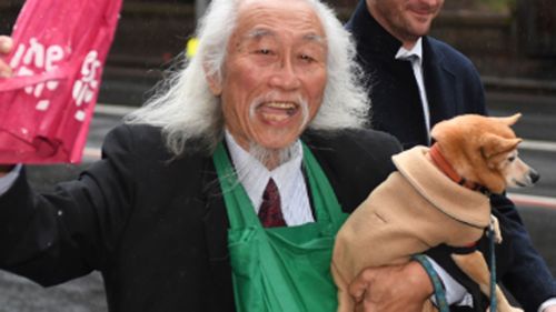 Activist Danny Lim arrives at Downing Centre Court in Sydney,