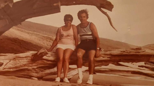Angelina and John Gonsalves are pictured on a family vacation to Hawaii in the 1980s.