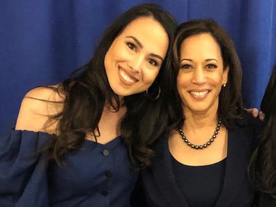 Meena and Kamala Harris.