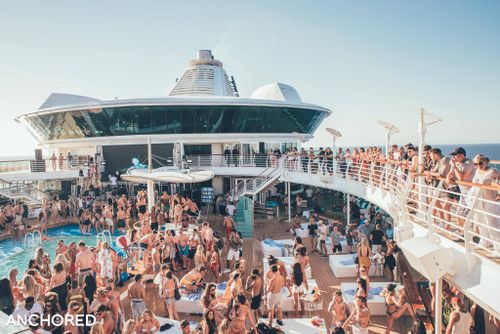 Anchored advertises its cruises with images of parties. This cruise, from 2017, was not the one raided by police. (Anchored)