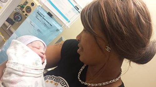 The baby's aunt, Shanell Brinkley-Chapman, joked that her sister had 'Strong priorities'. (Facebook)