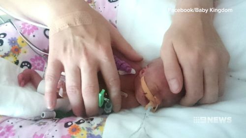 The newborn weighed just 422 grams. Picture: 9NEWS