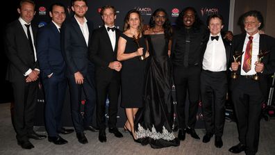 Cast and crew of the The Nightingale pose for a photograph after winning the AACTA Awards for Best Film, Best Screenplay and Best Direction at the 2019 AACTA Awards at the Star in Sydney, Wednesday, December 4, 2019