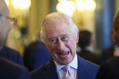 King Charles laughs as he attends a Realm Governors General and Prime Ministers Lunch, at Buckingham Palace in London, Friday, May 5, 2023 ahead of the coronation of Britain's King Charles III.  