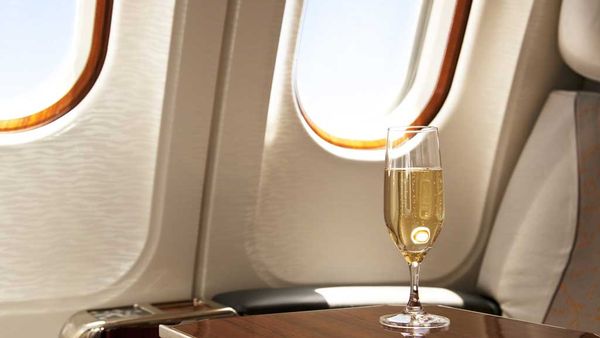 Champagne on a plane