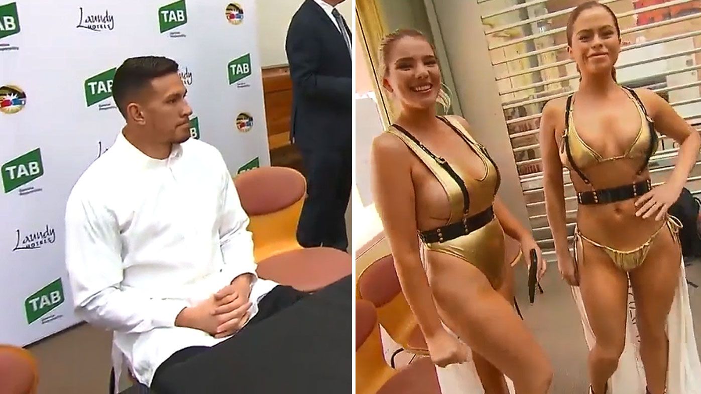 Sonny Bill Williams refuses to pose with scantily clad ring girls at press conference to promote charity bout