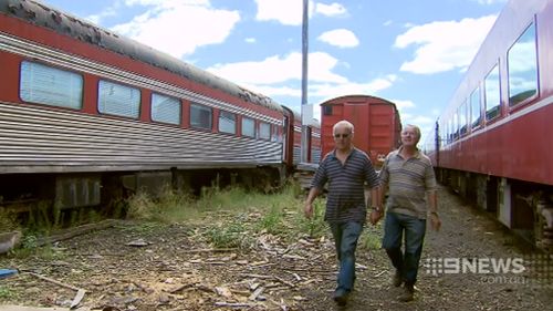 Brothers Kevin and Tom Clarke have spent the last 35 years restoring the now-gutted carriages. (9NEWS)