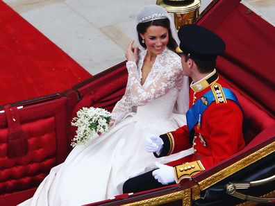 Kate Middleton and Prince William on their 2011 royal wedding