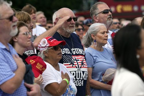 Supporters of Republican presidential candidate former President Donald Trump 