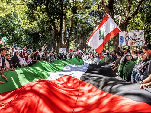 Palestine Action Group Sydney march from Hyde Park North (near the Archibald Fountain) to Belmore Park.  29th October 2023 Photo: Steven Siewert