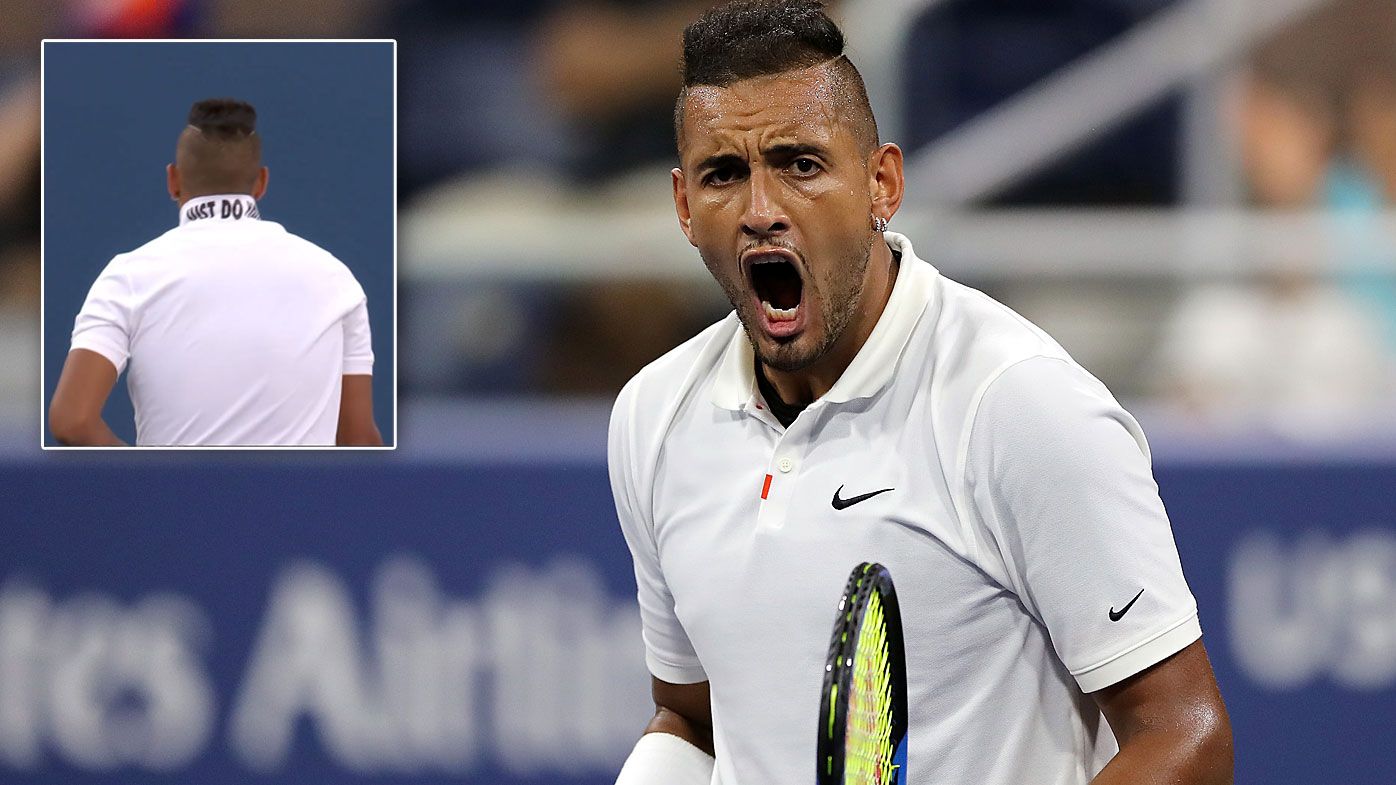 Nick Kyrgios of Australia celebrates victory during his Men's Singles second round match