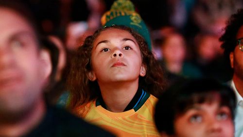 Fans At Sydney's FIFA Fan Site watch the Matildas FIFA World Cup game