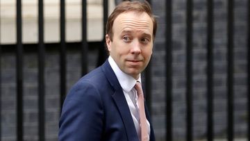 Then British Health Secretary Matt Hancock leaves 10 Downing Street in London, in 2020.