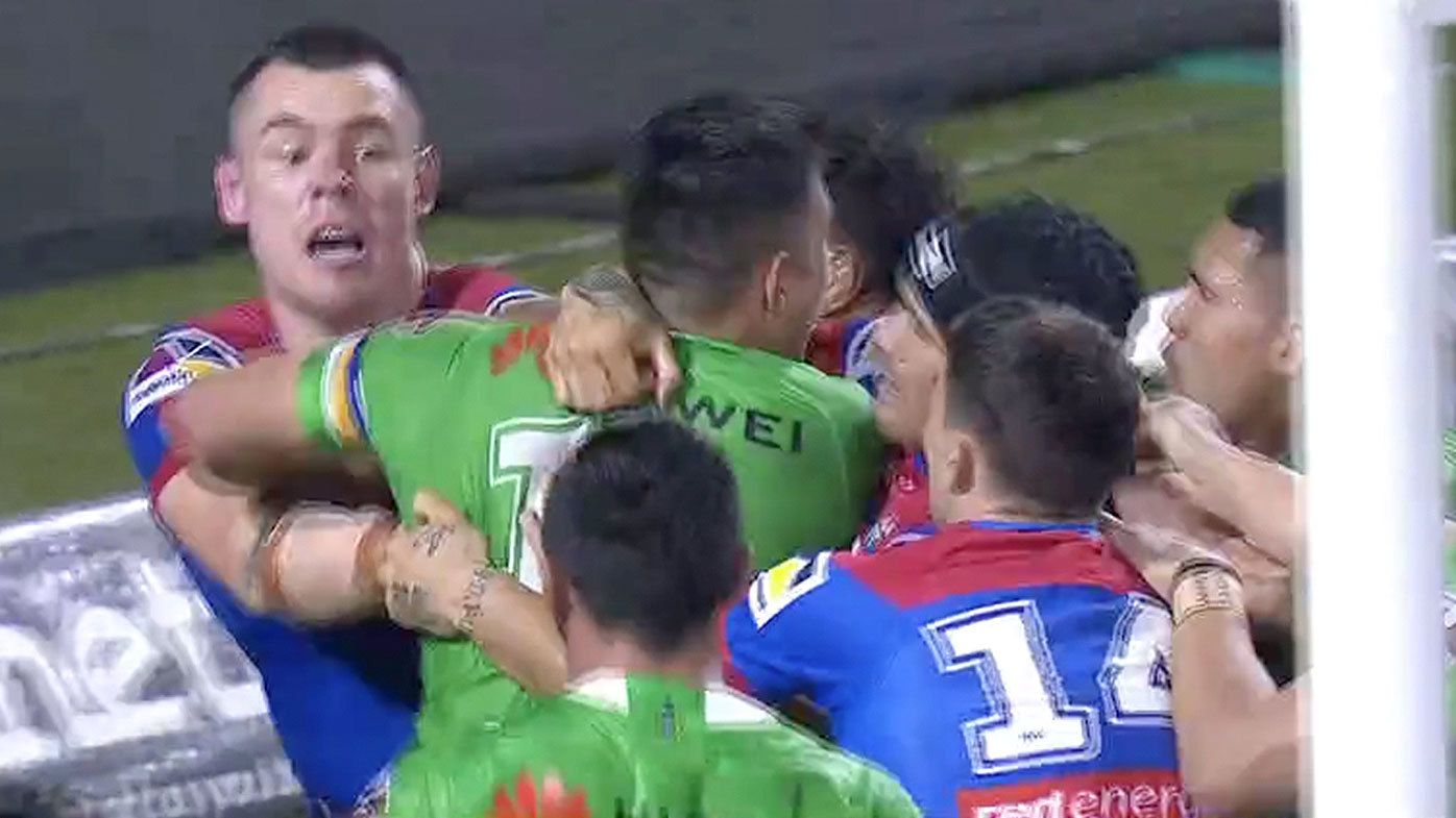 Tempers flare between Knights and Raiders players
