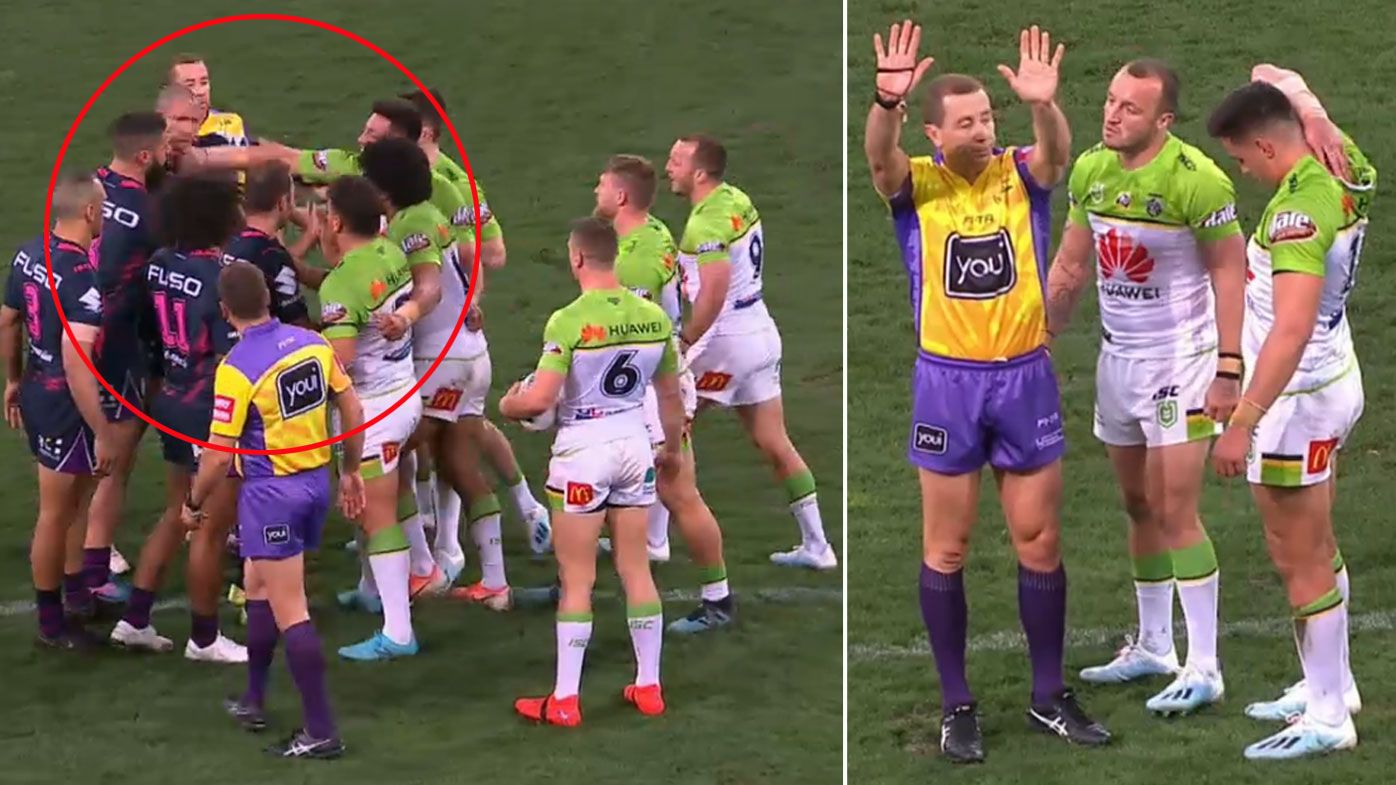 The Raiders had two players sin-binned in the win against Melbourne Storm