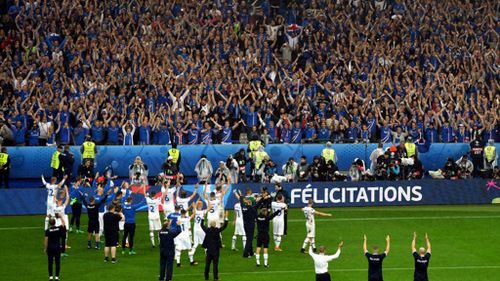 The crowd cheers Iceland. (Twitter / @UEFAEURO)