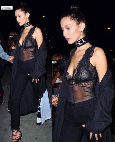 Model Bella Hadid on a girls night out in New York in September, 2107