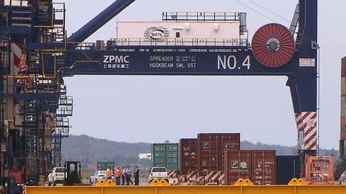 The incident occurred at Hutchinson Ports this afternoon. (9NEWS)