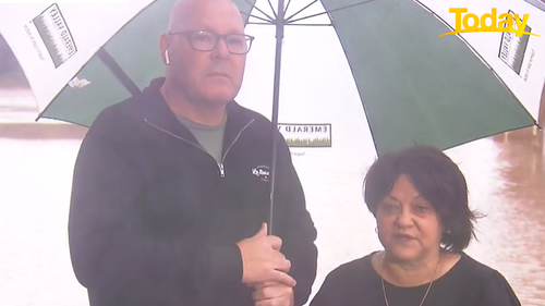 Lismore resident Nancy Casson appeared with Mayor Steve Kreig as the northern NSW town faced another flood. 