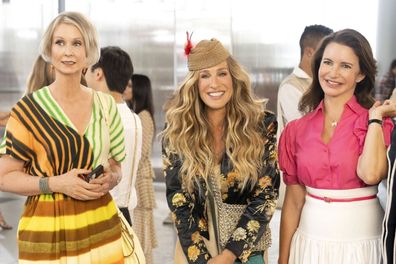 Miranda, Carrie and Charlotte in the opening scenes of Sex and The City reboot And Just Like That