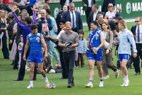 Prince Harry is seen at a Movember event at Mission Whitten Oval in Footscray. Photograph by Paul Jeffers The Age NEWS 15 Apr 2026
