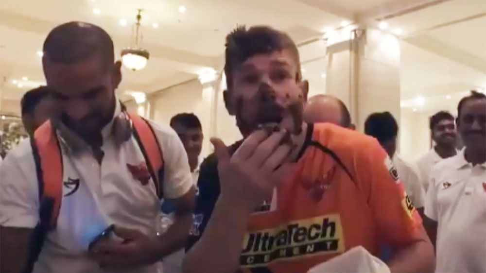David Warner gets 'caked' after leading Sunrisers Hyderabad to IPL win