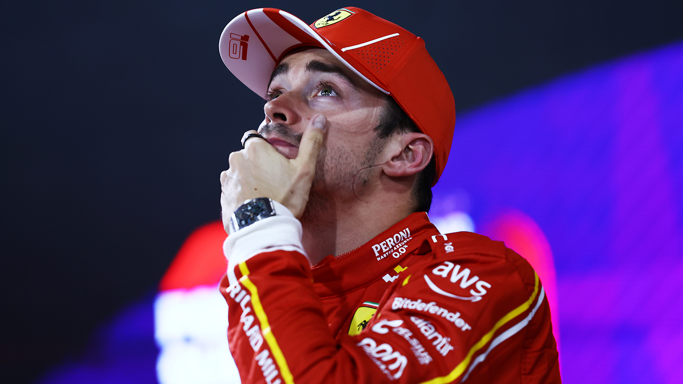 Second placed qualifier Charles Leclerc looks on at the end of qualifying for the Bahrain Grand Prix.