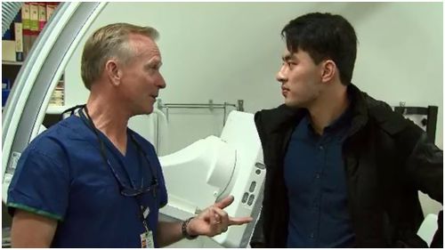 Professor Rick Dowling (left) with Perry Lin. (9NEWS)