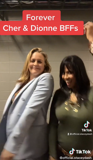 Alicia Silverstone and Stacey Dash recreate the iconic scene from the movie Clueless.