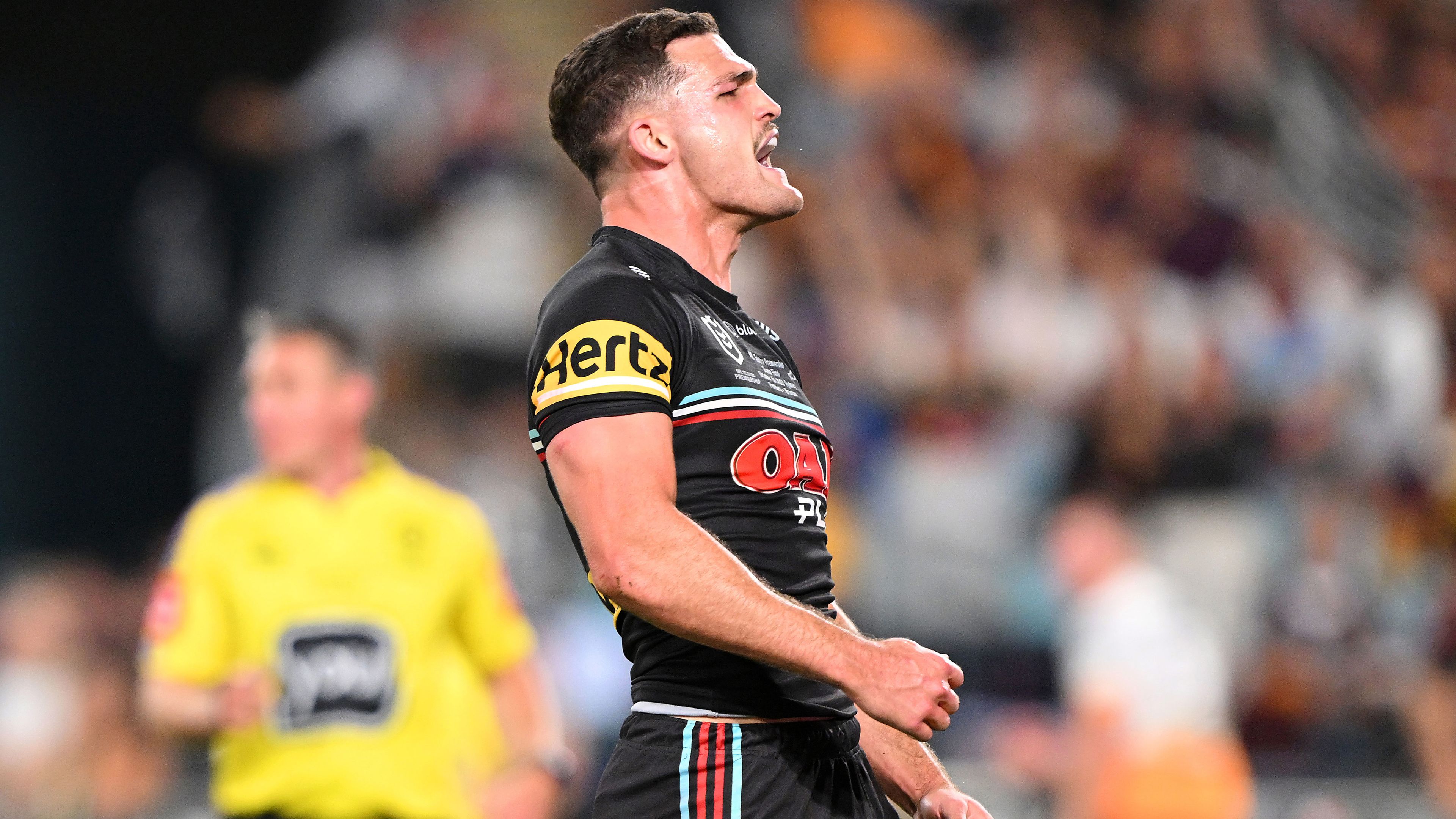 Nathan Cleary celebrates as the Panthers snatch the grand final from the Broncos.