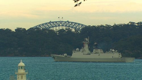 Chinese warships arriving in Sydney Harbour this morning.