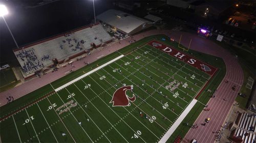 The football field at Destrehan High, where the student was a player. (St Charles School District)