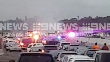 Roads were closed between King Georges Road and Kingsgrove Road as a precaution. (9NEWS)