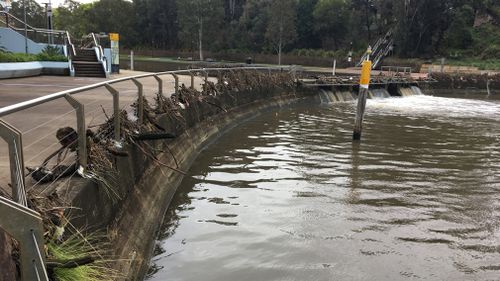 Yesterday, the Parramatta weir broke its banks during the heavy rain.
