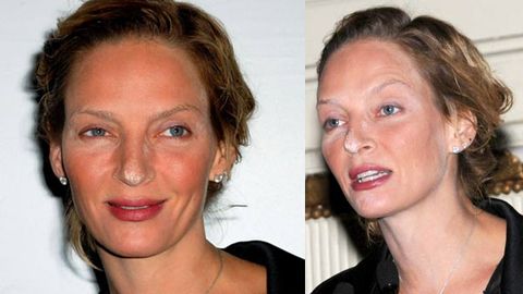 Makeup fail! Uma Thurman seriously over-powdered her nose - 9Celebrity