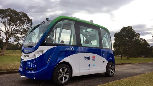 A driverless shuttle bus being trialled at Sydney Olympic Park (AAP)
